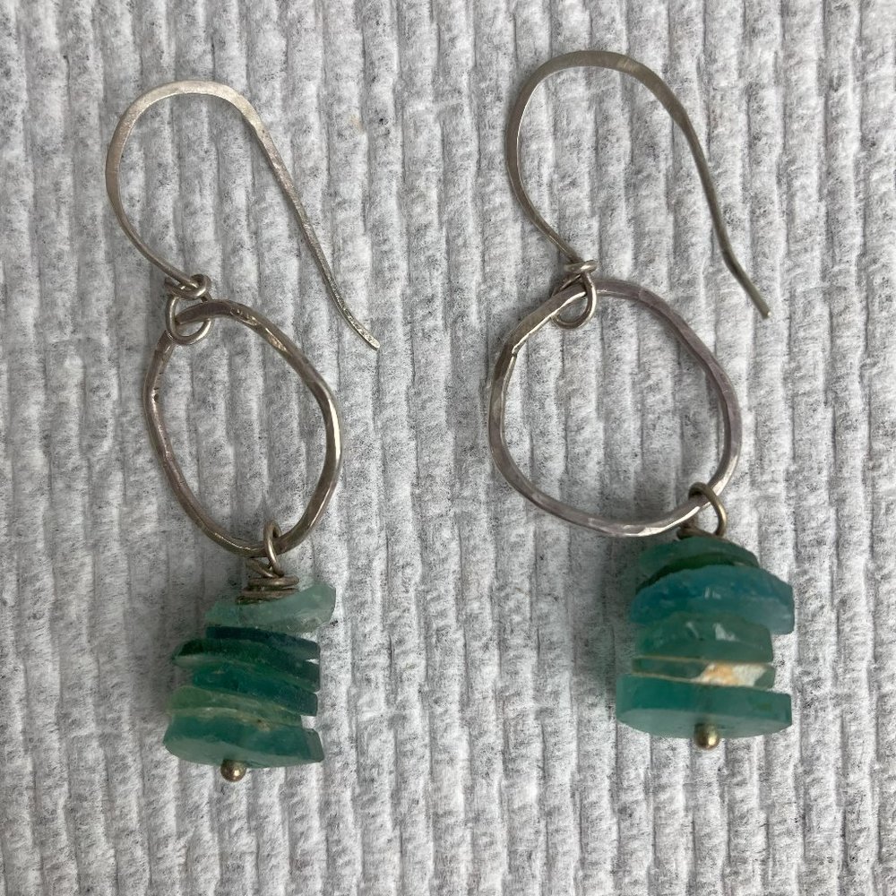 Silver sea glass earrings
